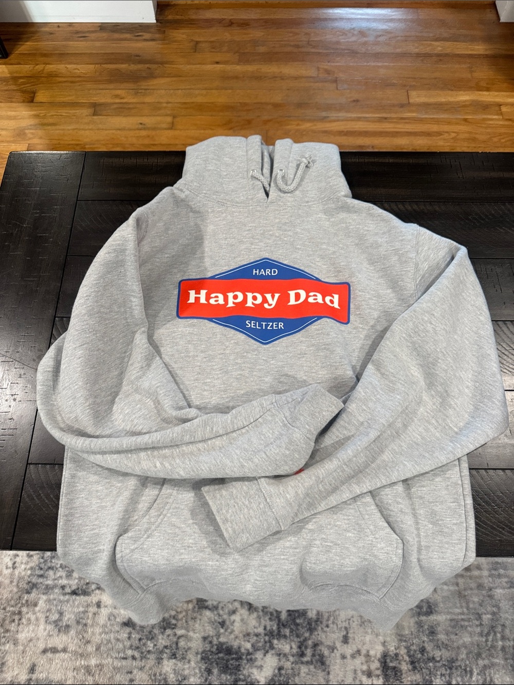 Happy Dad Gray Logo Pullover Hoodie - Men's Cozy Sweatshirt